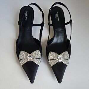 Michael Kors Collection black slingback heels with embellished bow